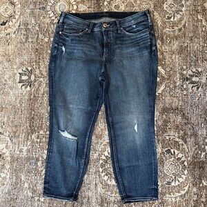 Silver Jeans Women's Dark Blue Distressed Cropped Jeans